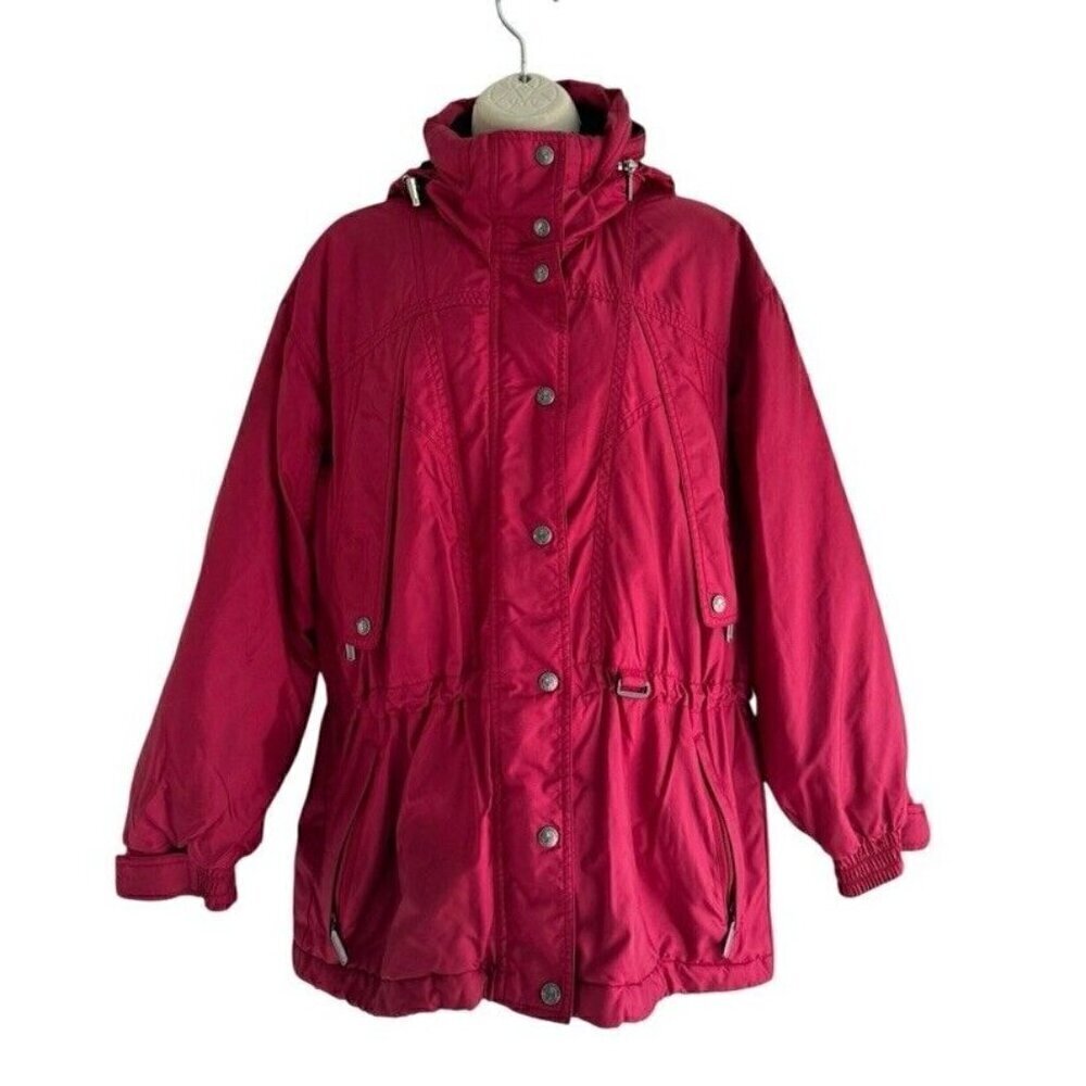 Vtg Eddie Bauer Ebtek Womens Sz S Red Full Zip Hooded Thinsulate Jacket